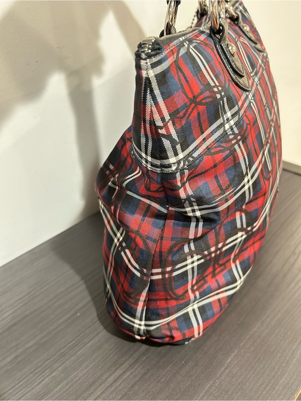 Coach Poppy Tartan Plaid Multi-color Glam Glitter Tote Bag EUC - Picture 9 of 11